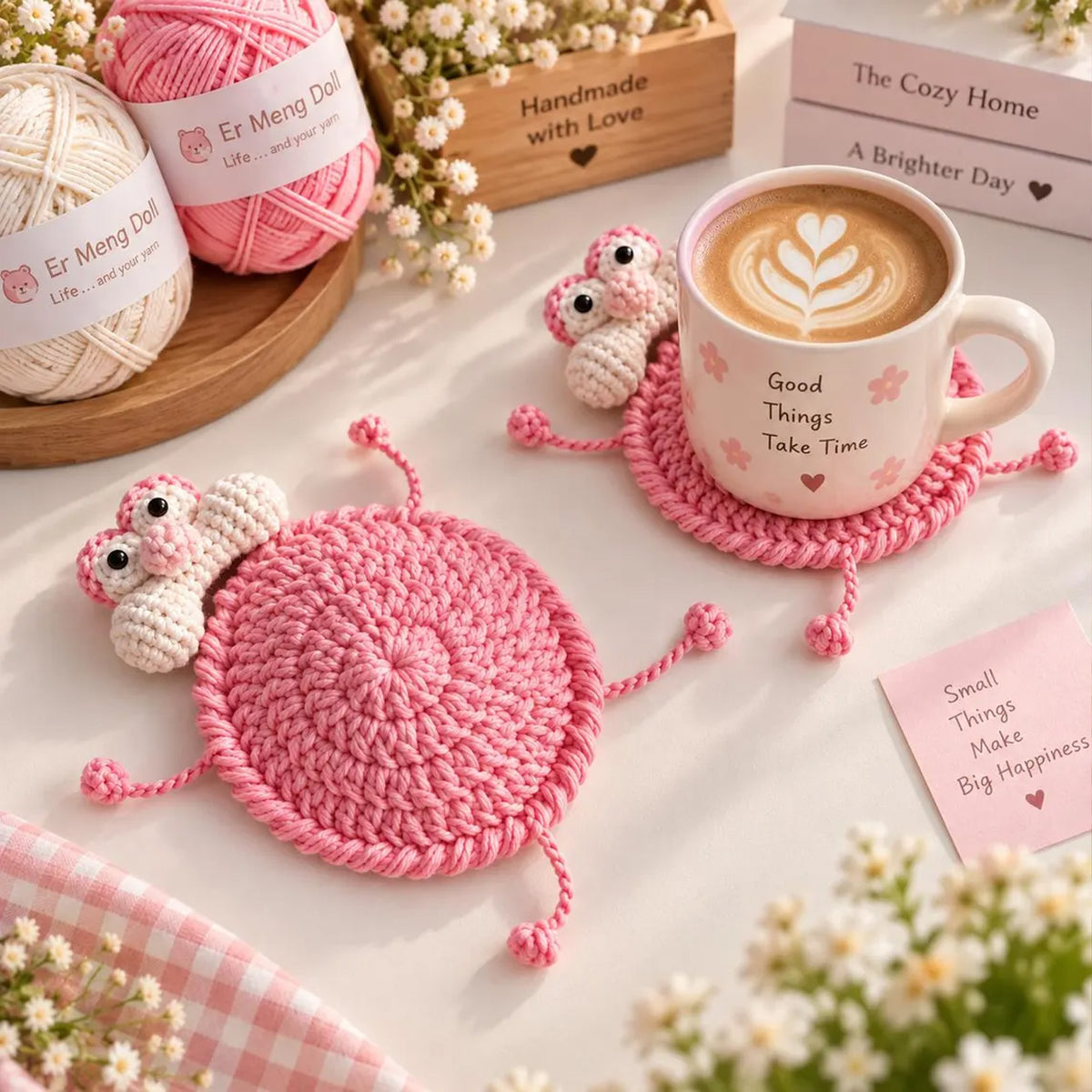 Handmade Crochet Animal Coaster, Funny Cute Mug Rug, Unique Coffee Cup Mat, Housewarming Gift 686881 WFD