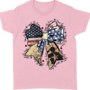 Honor The Brave Shirt | Coquette American T-Shirt | Memorial Coquette Bow Shirt | 4th of July Shirt | Independence Day Tee 682311
