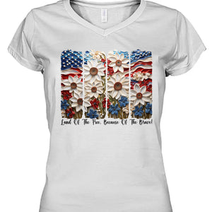 Land Of The Free Because Of The Brave Shirt | Floral 4th Of July T-Shirt | Floral Patriotic Tee | Independence Day Shirt 682322