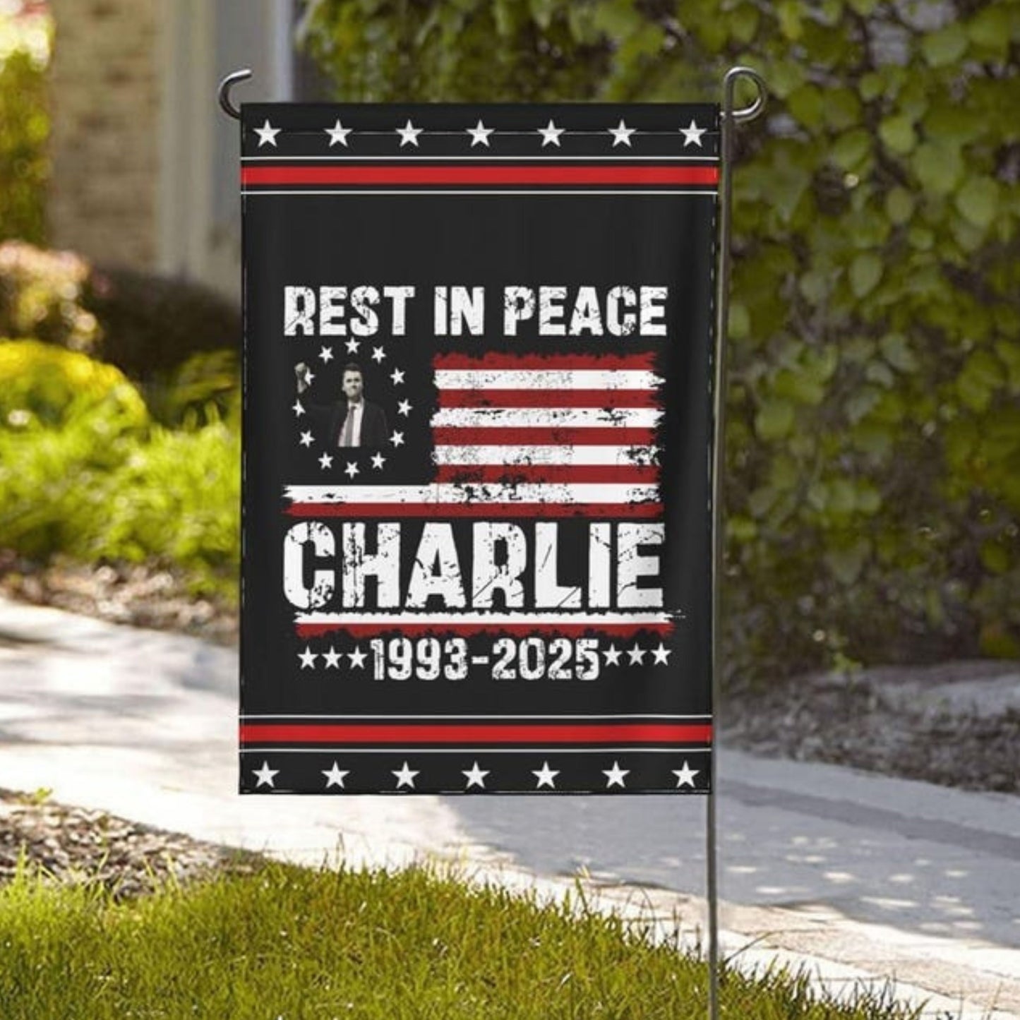 Rest In Peace, Justice For Charlie Kirk Flag Republican | Stand With Charlie Garden Flag | Charlie Kirk House Flag 682996