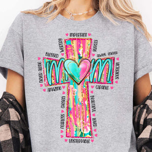 Faithful Mom Sweatshirt – Colorful Cross Heart Mama Pullover, Christian Mother’s Day Gift 682154
