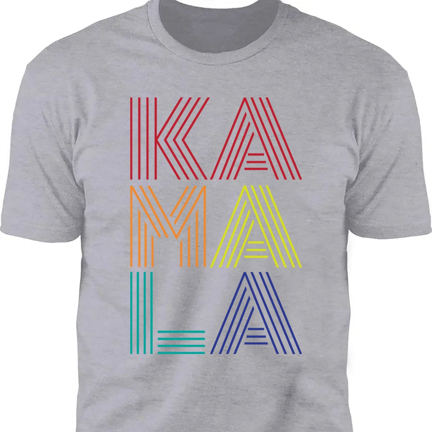 Rainbow Lines Kamala Shirt | Kamala Harris 2024 Shirt | Democrat Shirt Dark T1452 - KH2