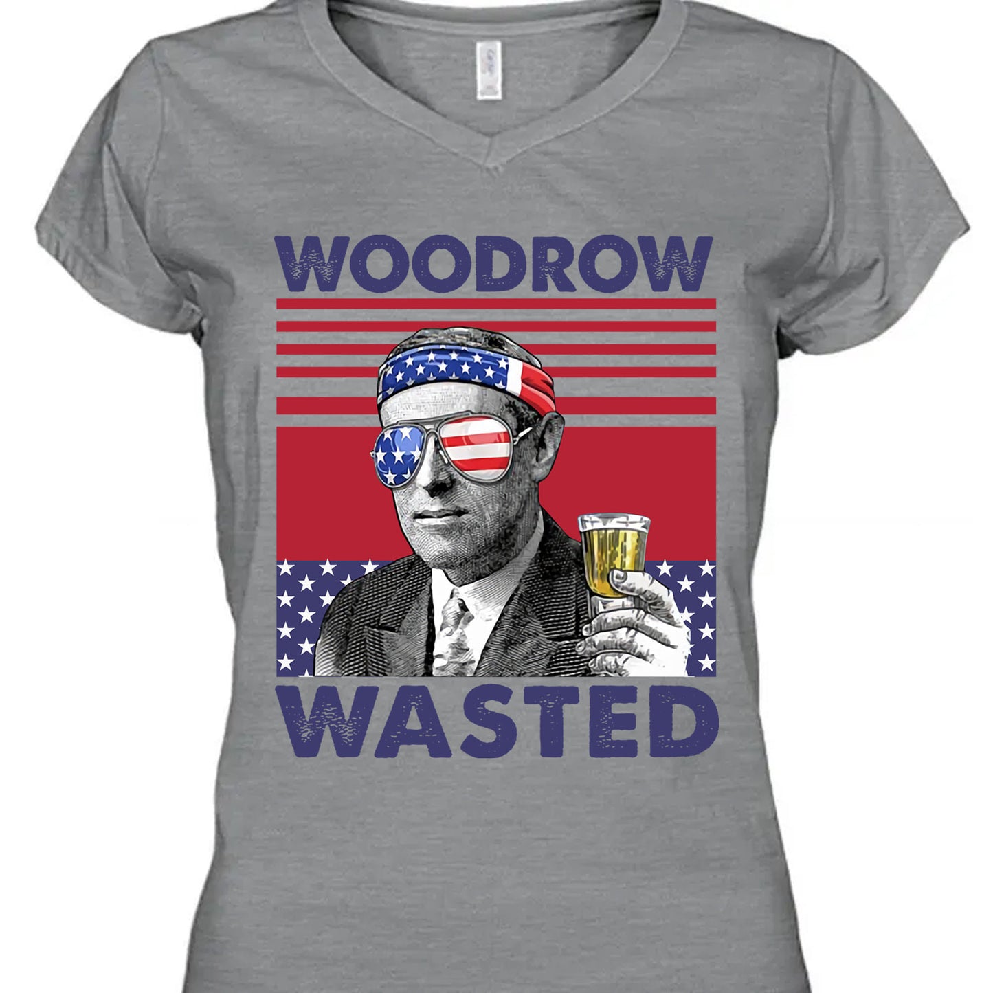 Woodrow Wasted Funny 4th Of July Drinking Shirt Bright T1185