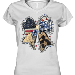 Honor The Brave Shirt | Coquette American T-Shirt | Memorial Coquette Bow Shirt | 4th of July Shirt | Independence Day Tee 682311