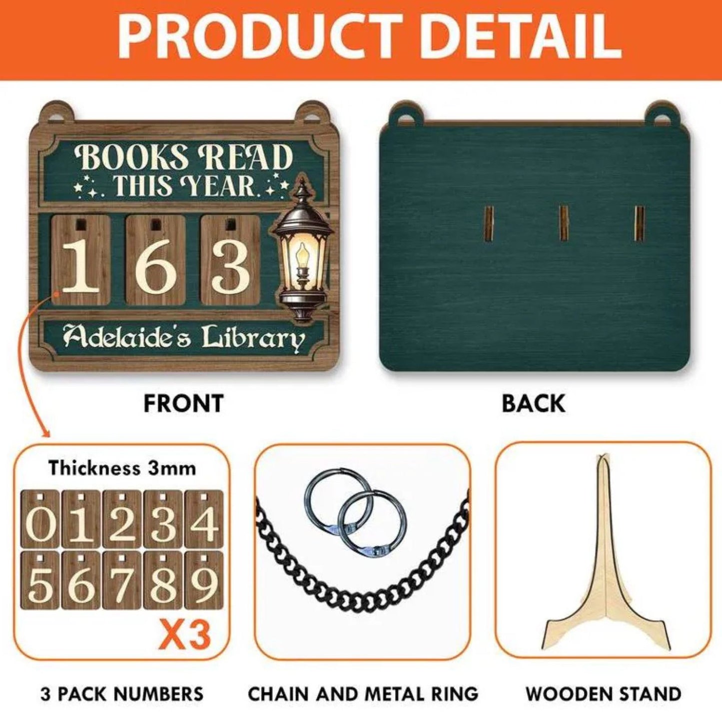 Vintage Book Tracker Sign, Personalized Reading Tracker, Library Decor, Book Lover Gift, Books Read This Year Counter, Reading Lover Gift
