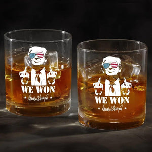 Trump We Won Whiskey Glass| Trump 47 Presidential | Trump Print Whisky Glasses M1813- GOP