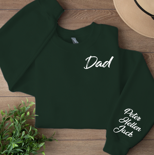 Personalized Dad Sweatshirt With Kids’ Names on Sleeve | Custom EST Year Father’s Day Gift For New Dad, Daddy Sweater 682242
