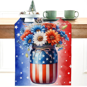 250 Years of Freedom Patriotic Table Runner | Red White and Blue Floral Decor | Independence Day Home Decoration 683642