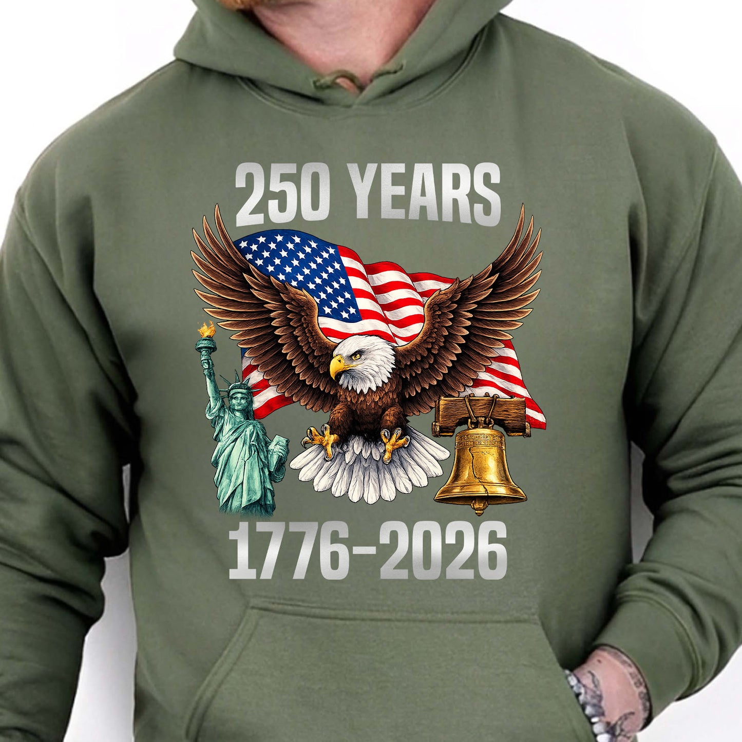 250 Years of USA Shirt | Patriotic Eagle 1776–2026 4th of July Tee | 250th Anniversary T-Shirt 684649