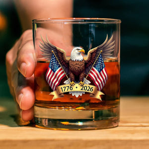 American Eagle and US Flag 250 Years Glass | Happy 250th Birthday USA | Patriotic 4th of July Glass | Independence Day Whiskey Glass Beer Glass 682563