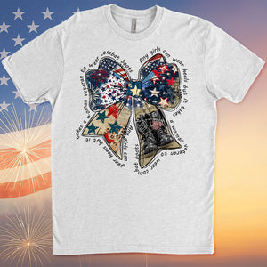 Any Girl Can Wear Heels Shirt | Coquette American T-Shirt | Memorial Coquette Bow Shirt | Fourth of July Shirt | Independence Day Tee 682312