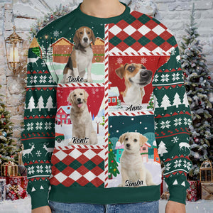 Custom Photo Patchwork Ugly Sweater, Personalized Christmas All-Over-Printed Sweatshirt, Gifts For Dog Lovers, Cat Lovers 683495