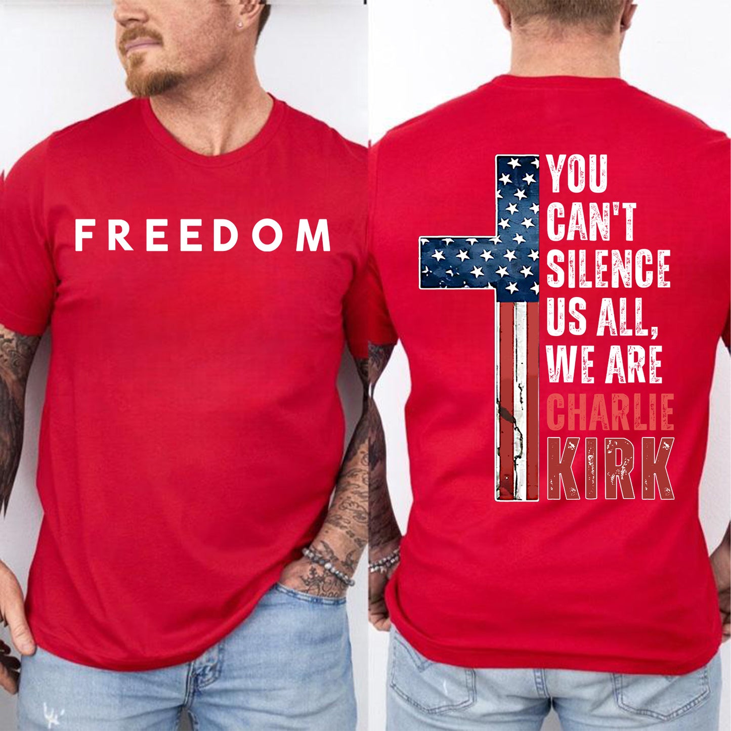 You Can't Silence Us All Charlie Kirk Shirt | Justice Charlie Kirk Front & Back Shirt 683158