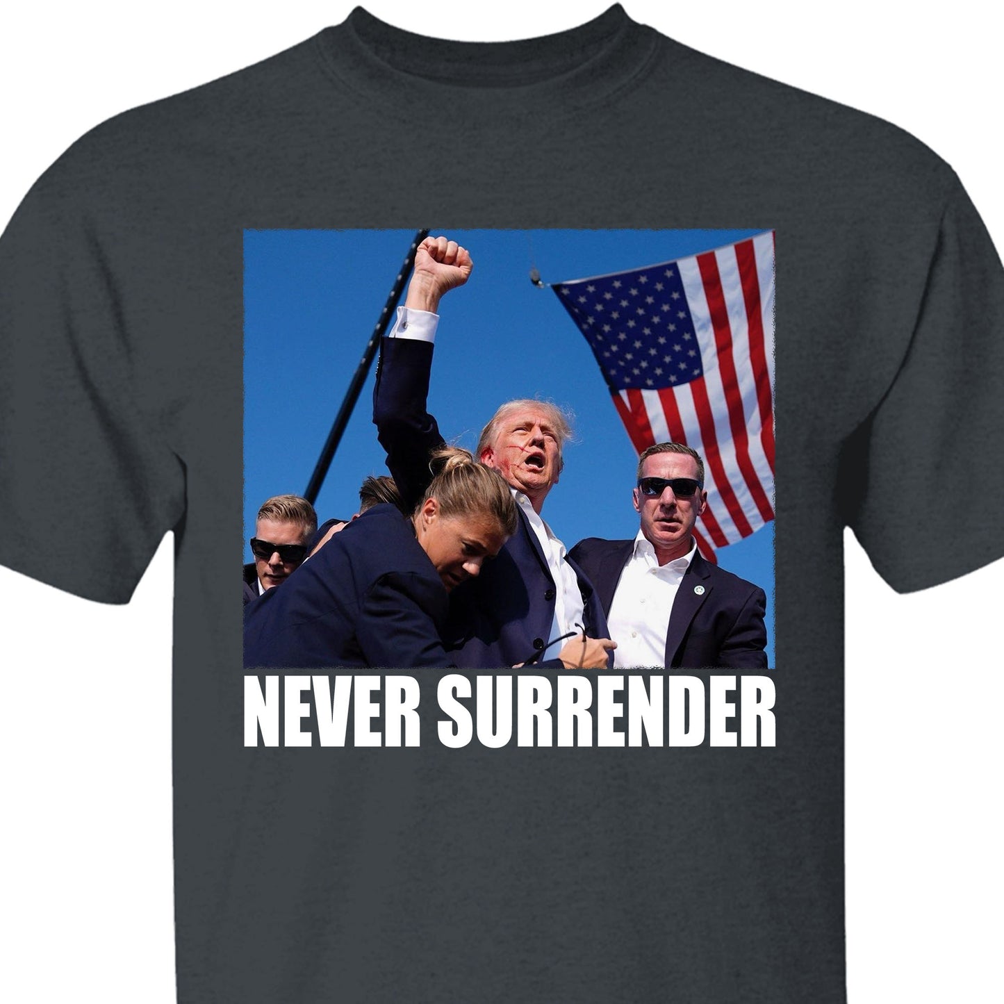 Trump Never Surrender | Trump Fight 2024 Shirt Pennsylvania Rally | Shirt Dark C1121 - GOP