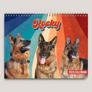 Retro Vintage Upload Photo Dog Cat Calendar 2026 | Personalized Custom Pet Lovers Wall Calendar 683396