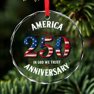 America 250 Years Anniversary Glass Ornament | Happy 250th Birthday USA Ornament | Patriotic 4th of July Glass Ornament for Christmas Decor 682671