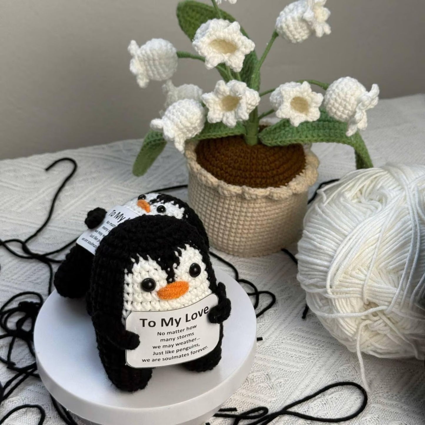 Positive Crochet Penguin, Personalized Crochet Penguin, Gift for Him, Gift For Her, Handmade Crochet Penguin 683934
