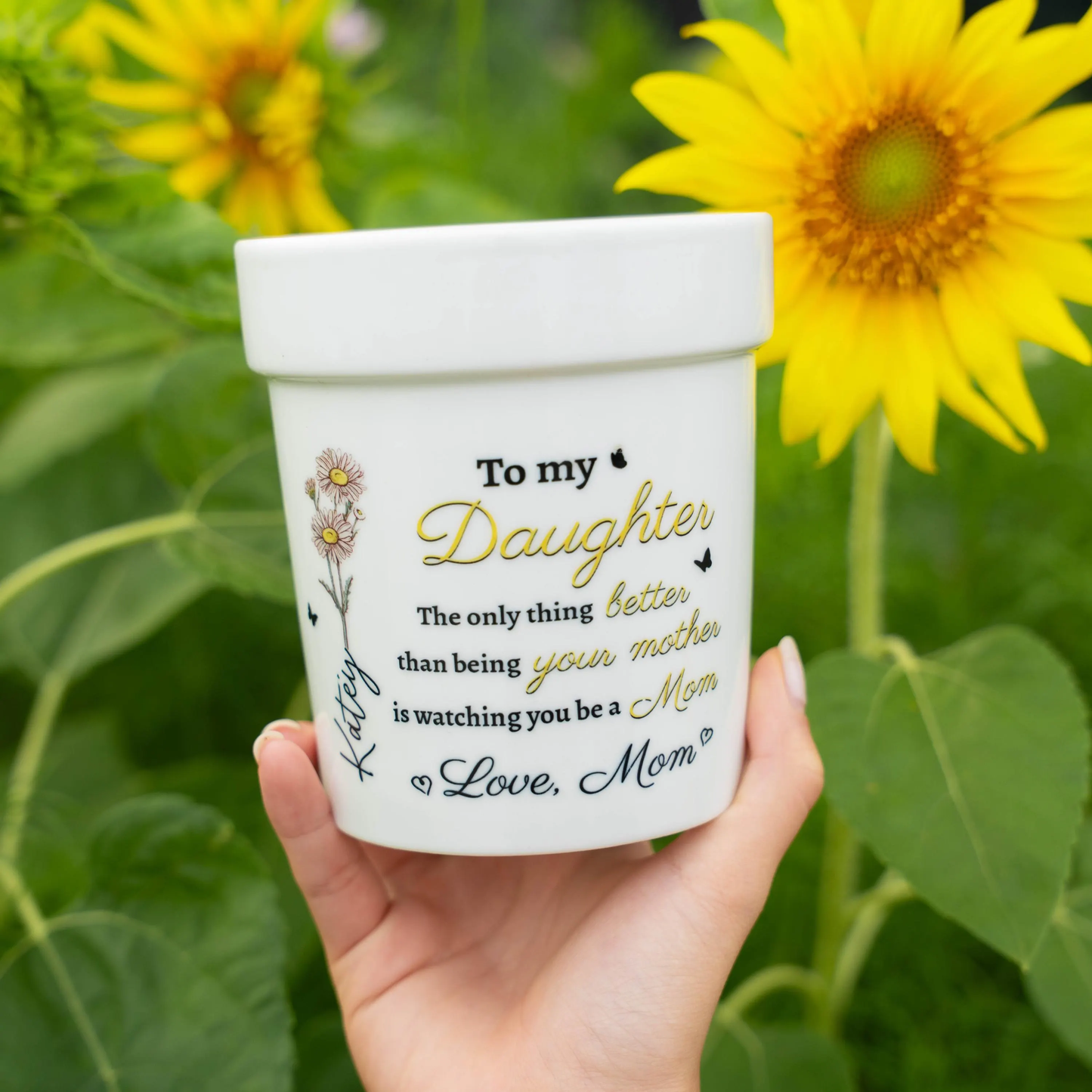 Personalized Love To My Daughter Plant Pot | Custom Name Ceramic Plant Pot Mother's Day Gift, Daughter Gift From Mama 684728