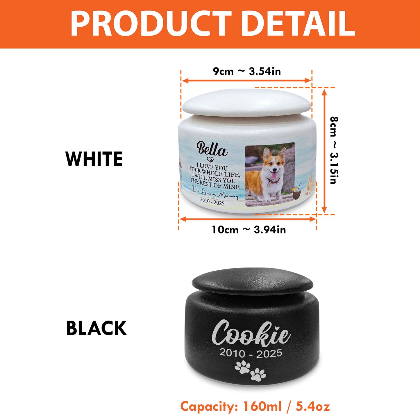 Custom Dog Urn With Photo | Personalized Pet Urn | Custom Photo | Pet Memorial Gift 684813