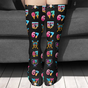 Funny Six Seven Ice Cream Meme Socks | SIx Seven Christmas Socks | Gift for Men Women 683672