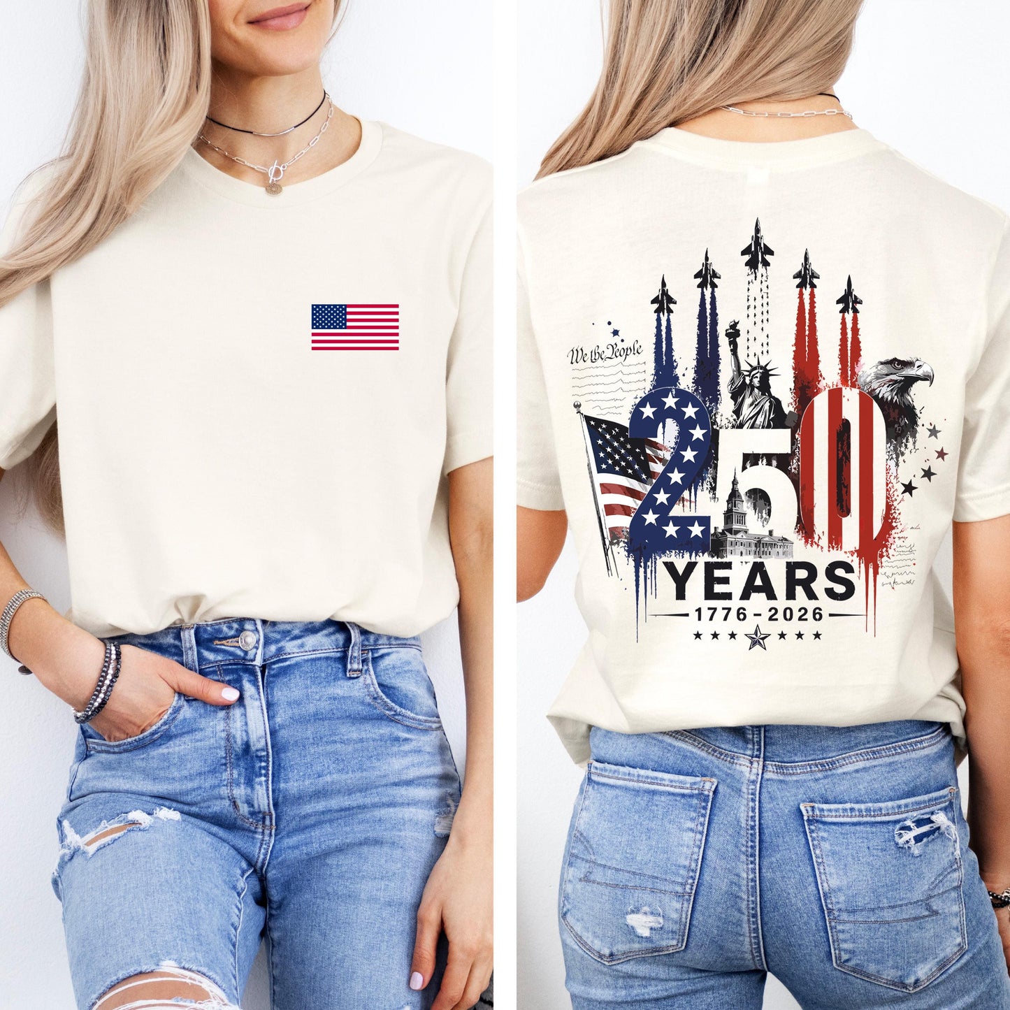 USA 250th Anniversary Pocket & Back Bright Shirt, 1776-2026 Fighter Jet Tee, Patriotic 4th Of July Gift 685274 WFD