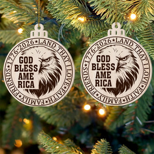 God Bless America Ornament | 250 Years Ornament | 250th Anniversary United States Wooden Patriotic Ornament | America 1776–2026 Gift 683585