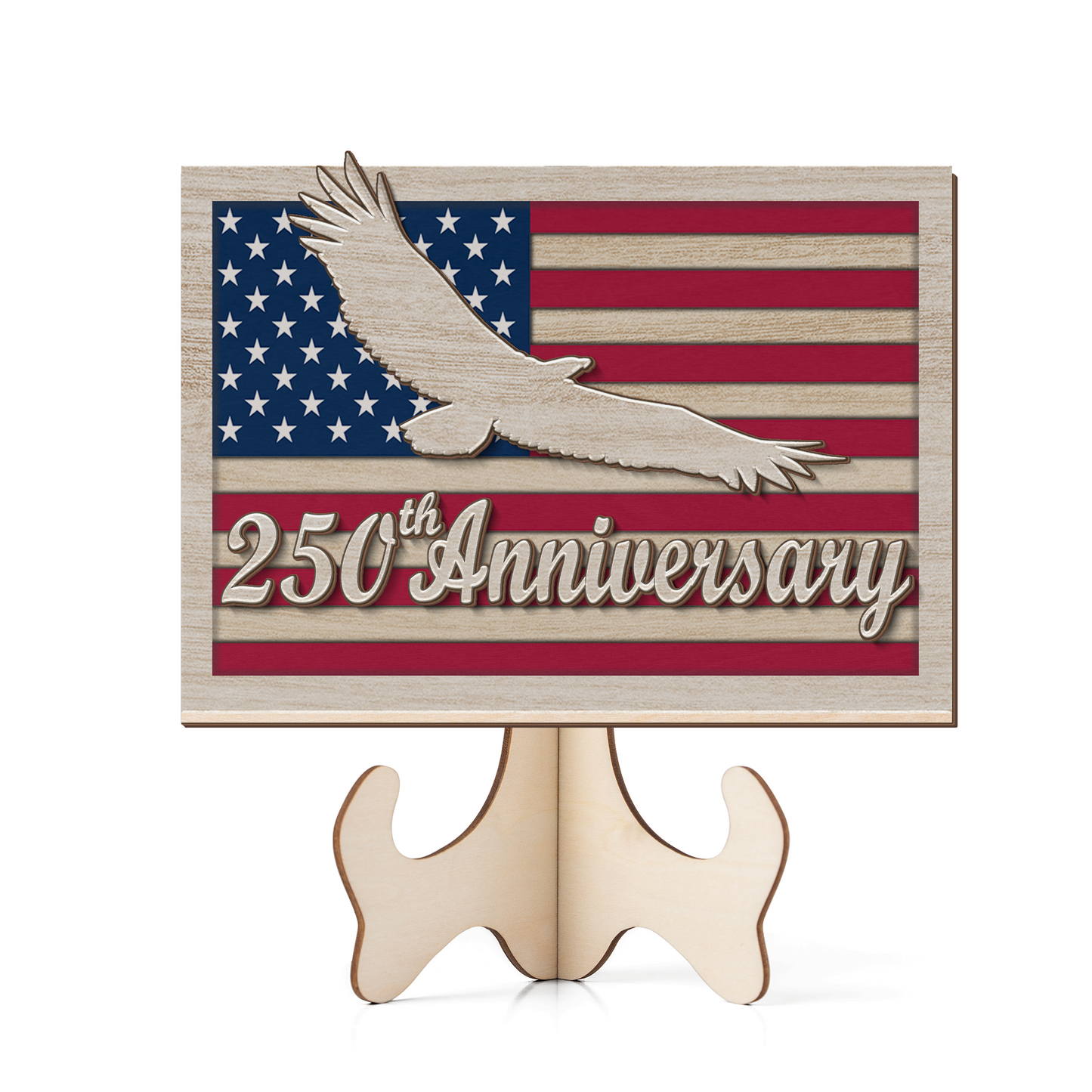 USA 250 Years Anniversary Wood Plaque | Patriotic 2 Layers Wooden Plaque 684628
