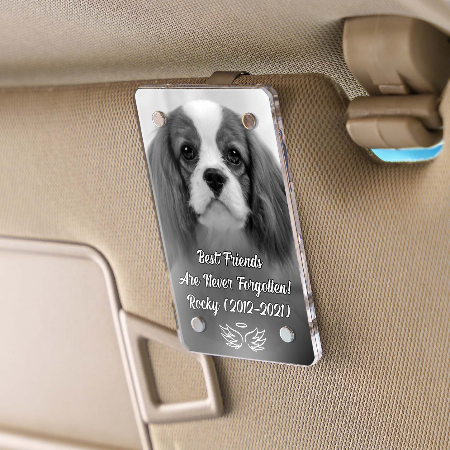 Best Friends Are Never Forgotten Custom Photo Car Visor Clip | Personalized Memorial Gift | Dog Car Visor Clip 683287