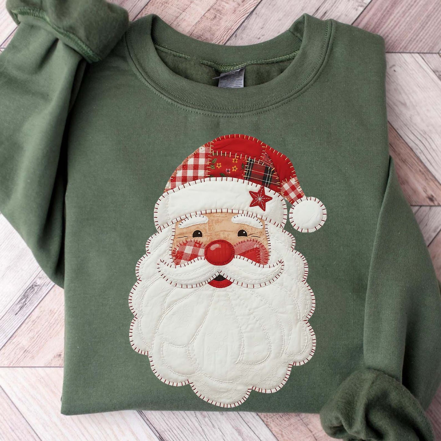 Christmas Santa Patchwork Sweatshirt | Christmas Shirt 683324