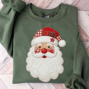 Christmas Santa Patchwork Sweatshirt | Christmas Shirt 683324