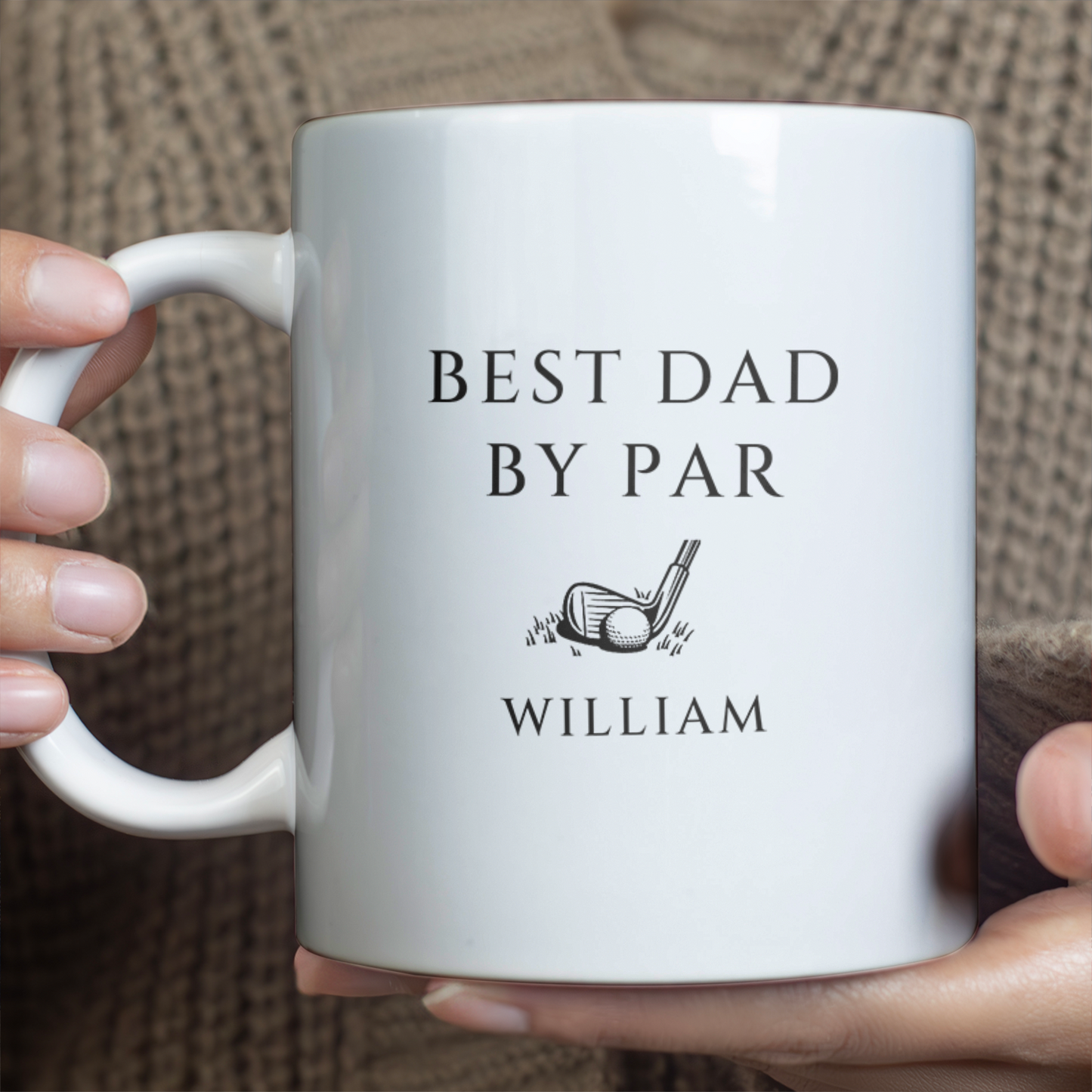 Personalized Best Dad By Par Mug, Custom Name Coffee Mug, Father's Day White Mug Accent Mug 684995