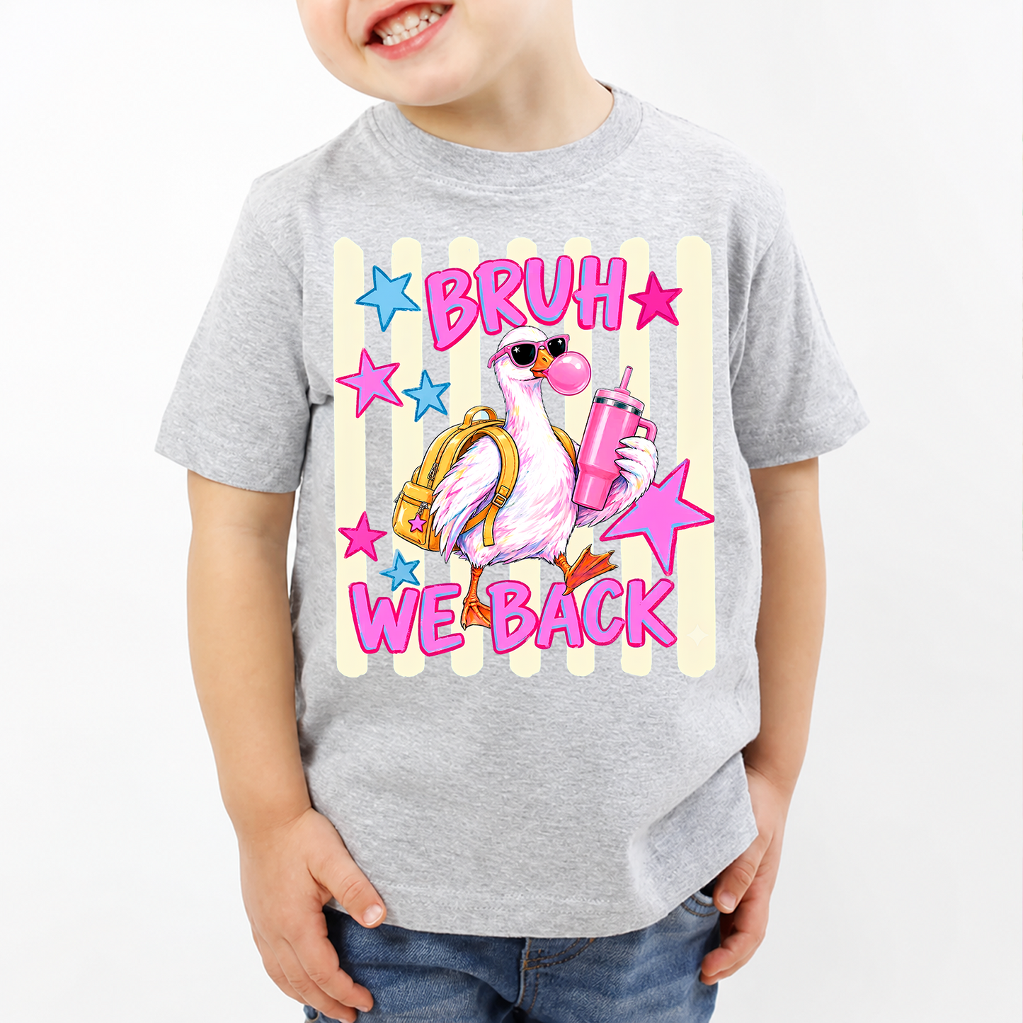 Bruh We Back Kids Shirt, Funny Goose With Backpack Tee, Back To School Shirt 685727