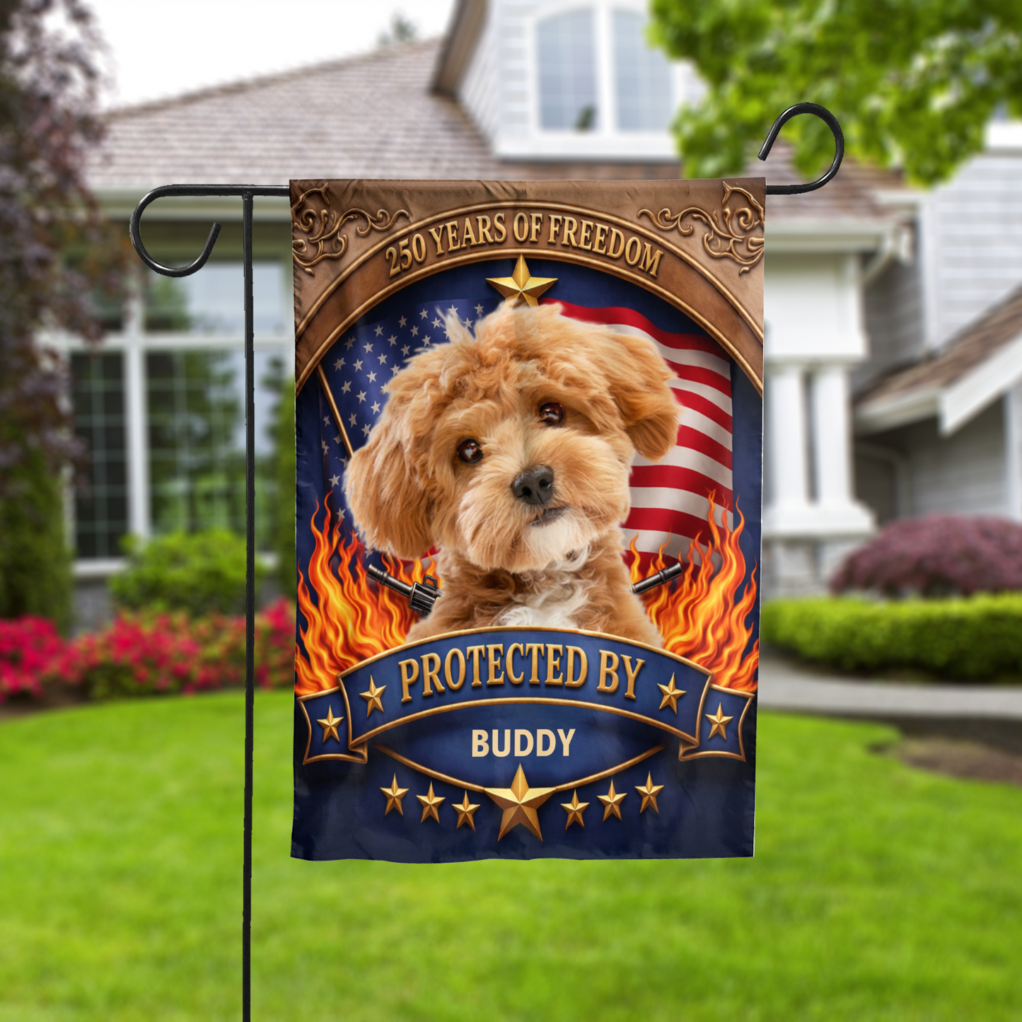 Custom Dog Photo America 250 Years Of Freedom Garden Flag | Patriotic 4th Of July Outdoor Decor 684703