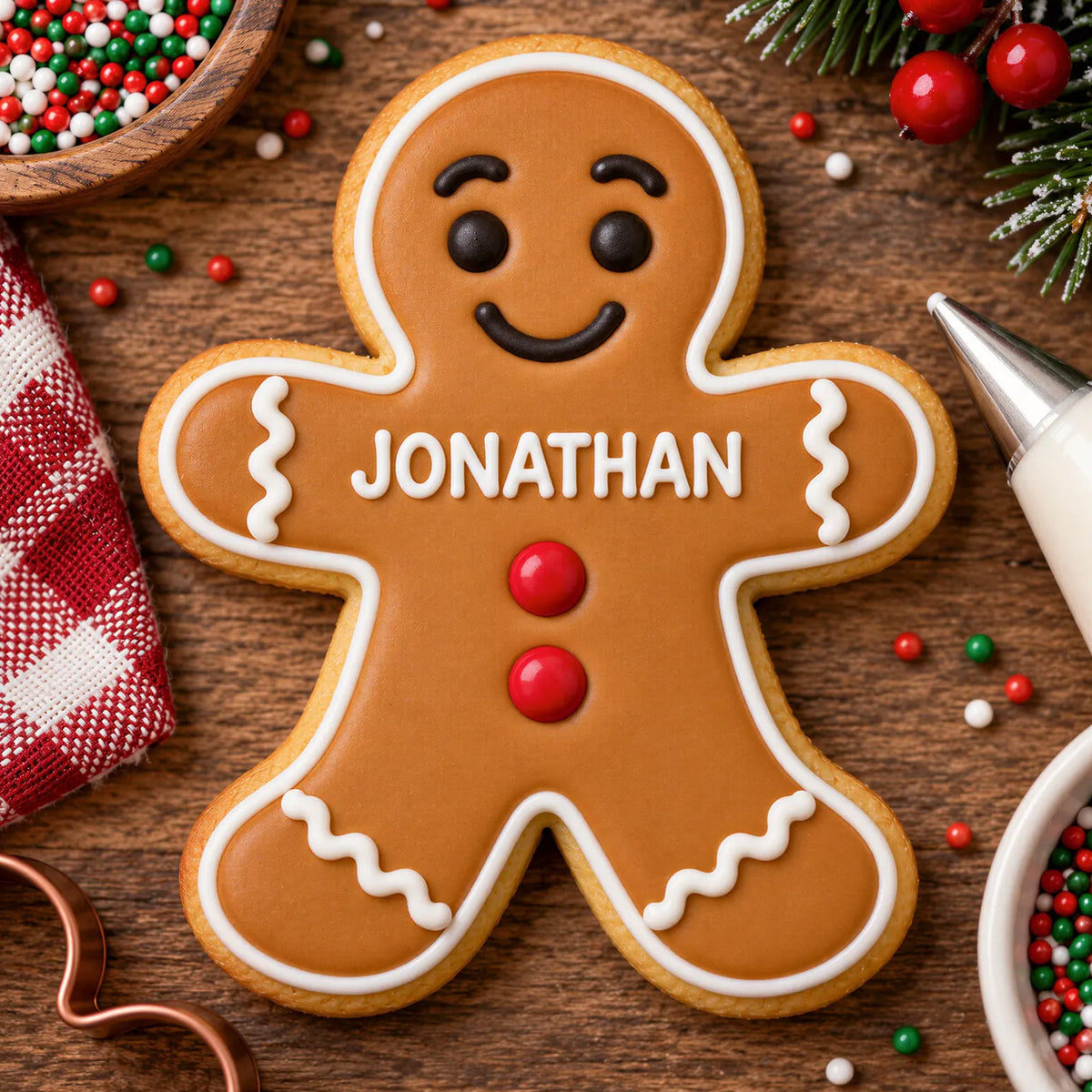 Personalized Gingerbread Cookie Cutter with Name Stamp, Custom Christmas Cookie Cutters for Baking & Holiday Decor 686756 WFD