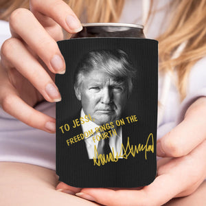 Personalized Donald Trump Autographed Can Cooler | Donald Trump Homage Can Holder | Black Can Sleeve For Drinks 682433 - GOP