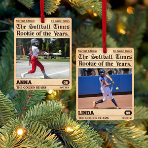 Personalized Rookie of the Year Softball Wood Ornament | Custom Softball Photo Ornament 682723