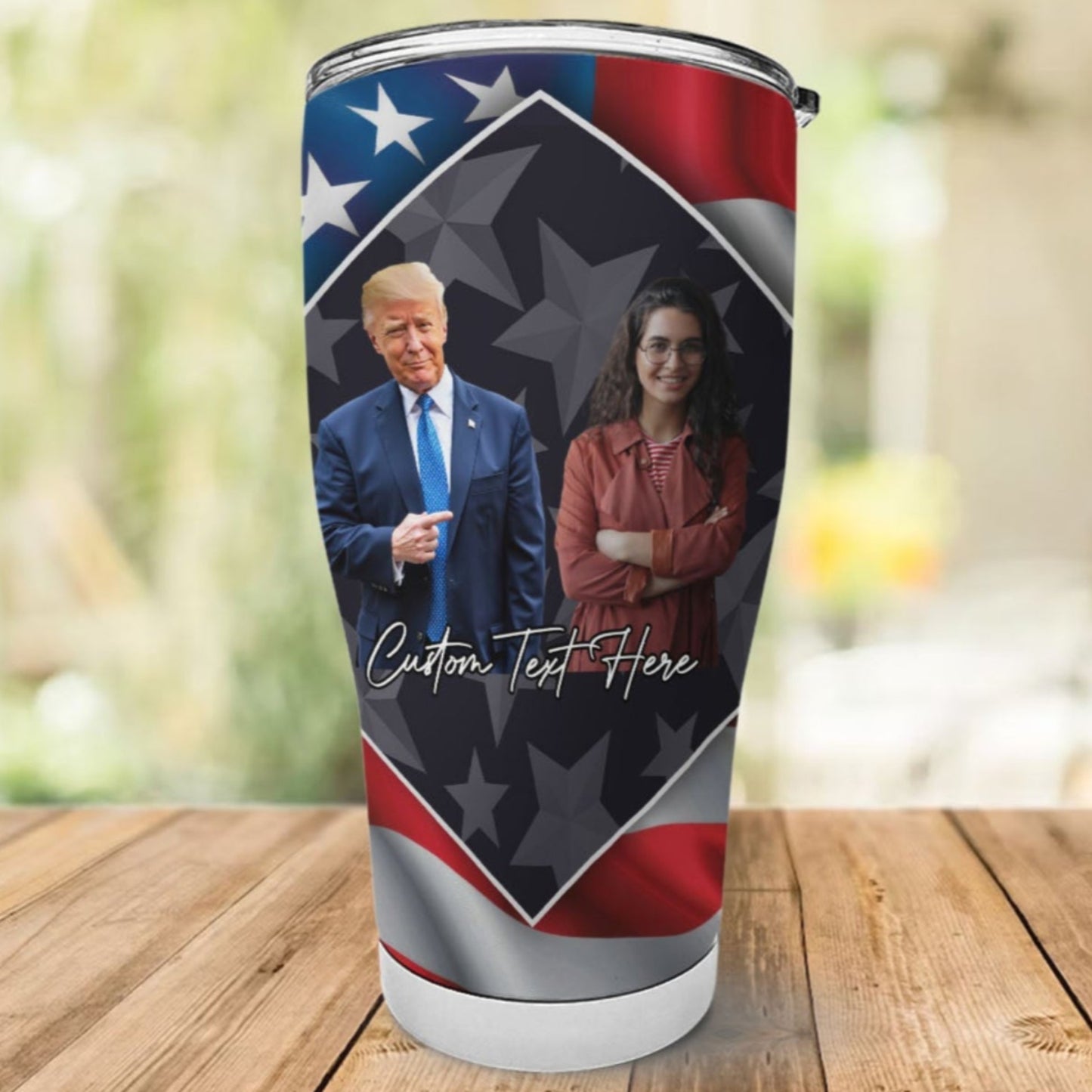 My Dad Stand With Trump Custom Photo Curved Tumbler, Personalized Tumbler 30oz, Father's Day Gift For Dad, Gift For Husband 682000 - GOP
