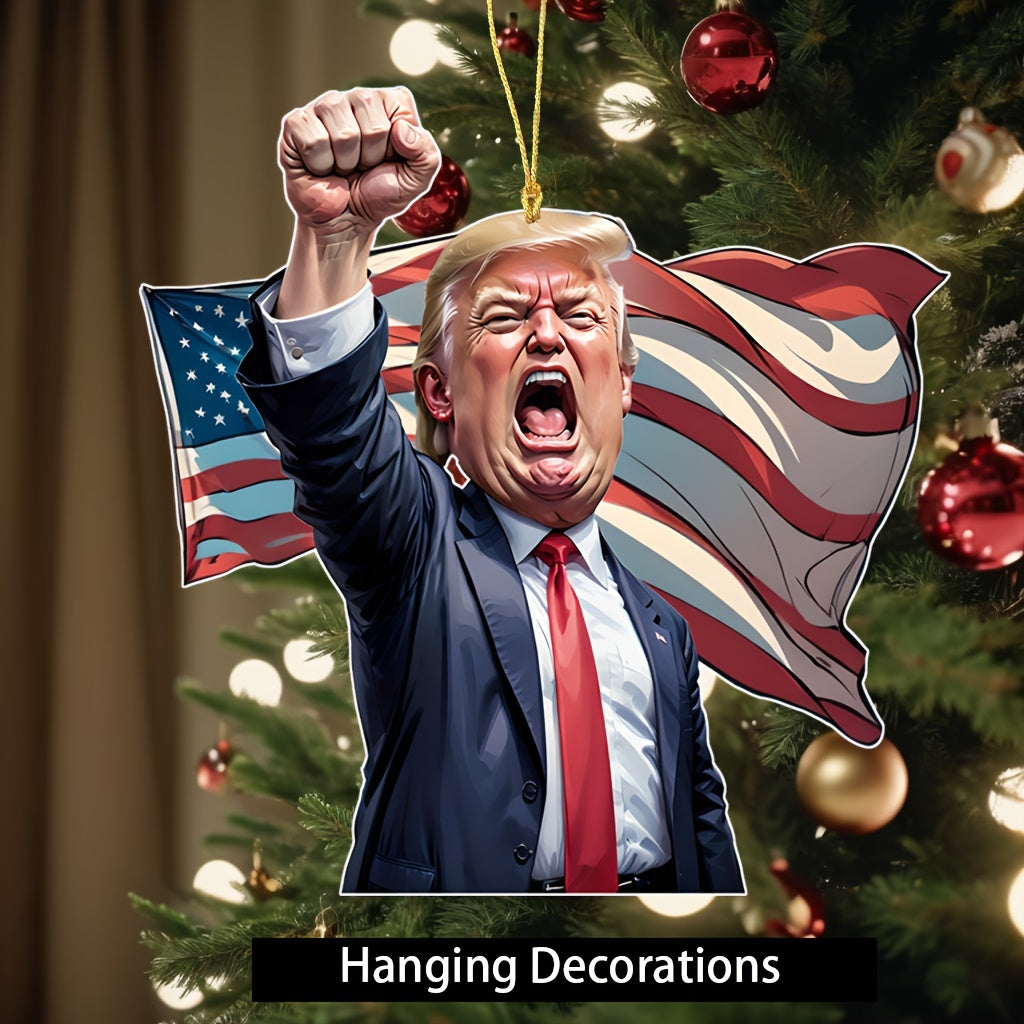 Make America Great Again" Trump Acrylic Ornament - Perfect for Car & Christmas Tree Decor, Collectible Hanging Holiday Accessory, Ideal Gift 681576