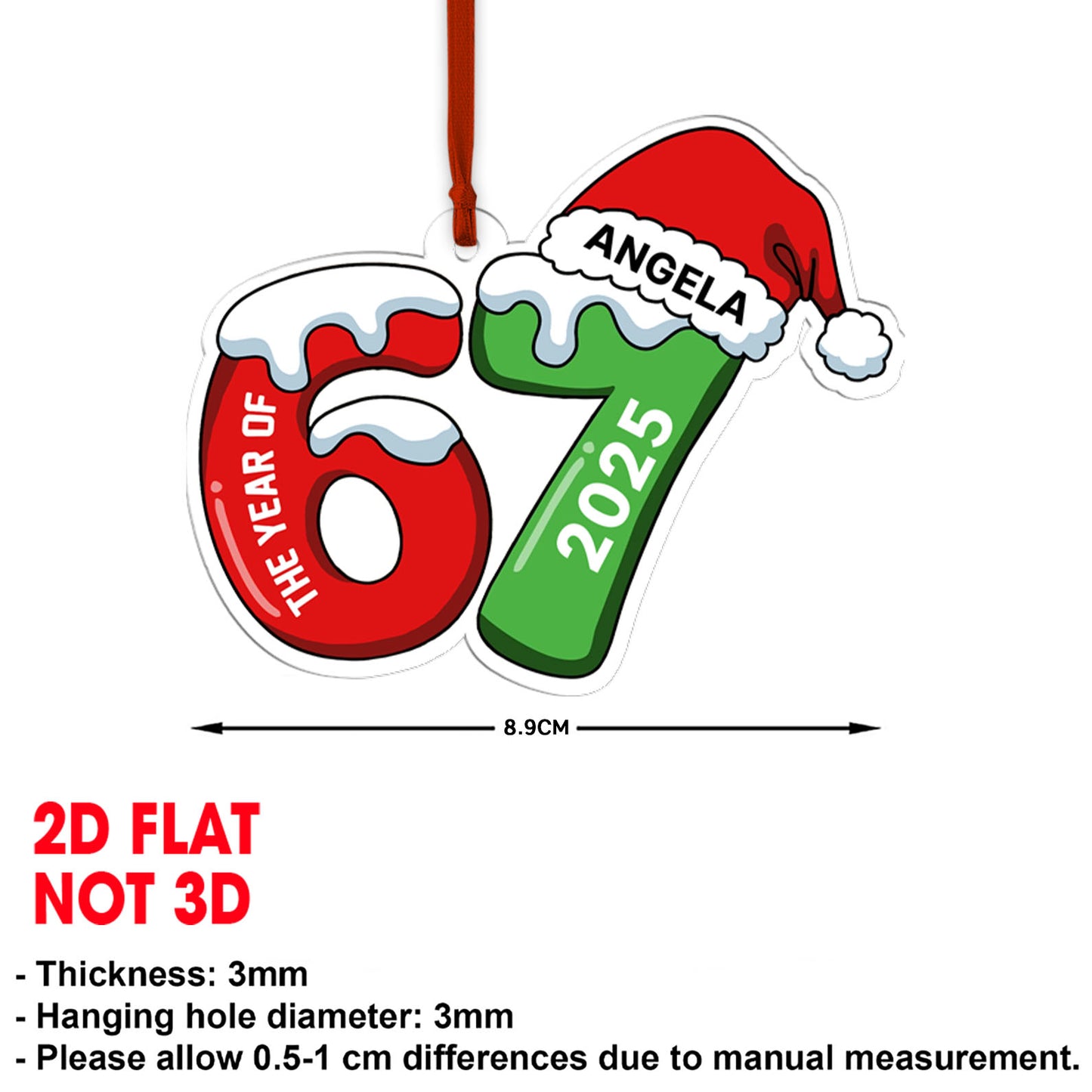 Custom Name and Year 67 Acrylic Ornament | Six Seven Ornament | Funny Christmas Ornament Gift 683645