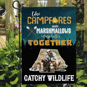 Like Campfire And Marshmallows We're Better Together Personalized Custom Photo Camping Flag
