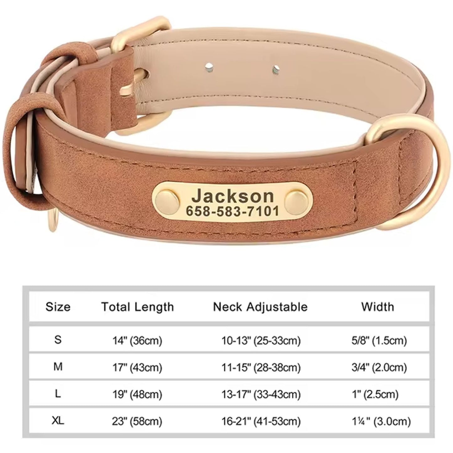 Personalized Dog Collar, Custom Engraved PU Leather Dog Collars, Free Engraving ID Tag Nameplate For Small Medium Large Dogs, Custom Dog Name Collar - C1502