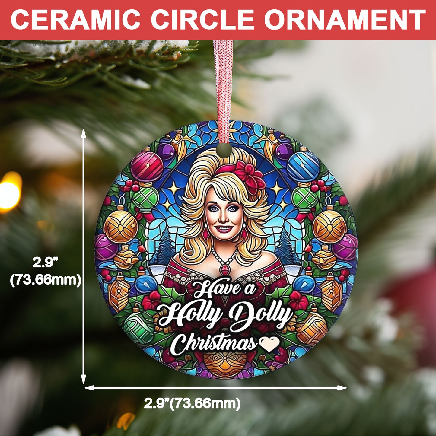 Have A Holly Dolly Christmas Ceramic Ornament, Country Legend Tribute Christmas Keepsake Gift 686197