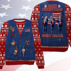 Make Christmas Great Again Ugly Sweater | Funny Trump Dancing All-Over-Printed Sweatshirt | Christmas Gift For Trump Supporters 683602 – GOP