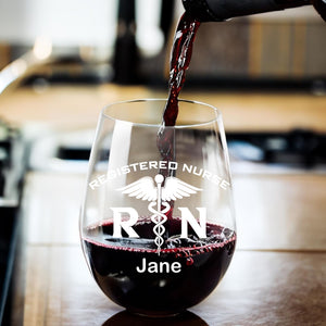 Personalized Registered Nurse Wine Glass | Custom Name Wine Glass| Funny “Good Day / Bad Day” Levels | Gift For Mom | Gift For Wife 682689