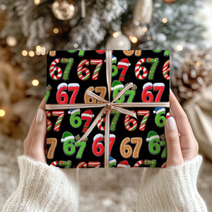 Funny 6 7 Wrapping Paper | Six Seven Christmas Wrap | 67 Meme Funny Christmas Gift Wrap | Ideas For Family - 683651