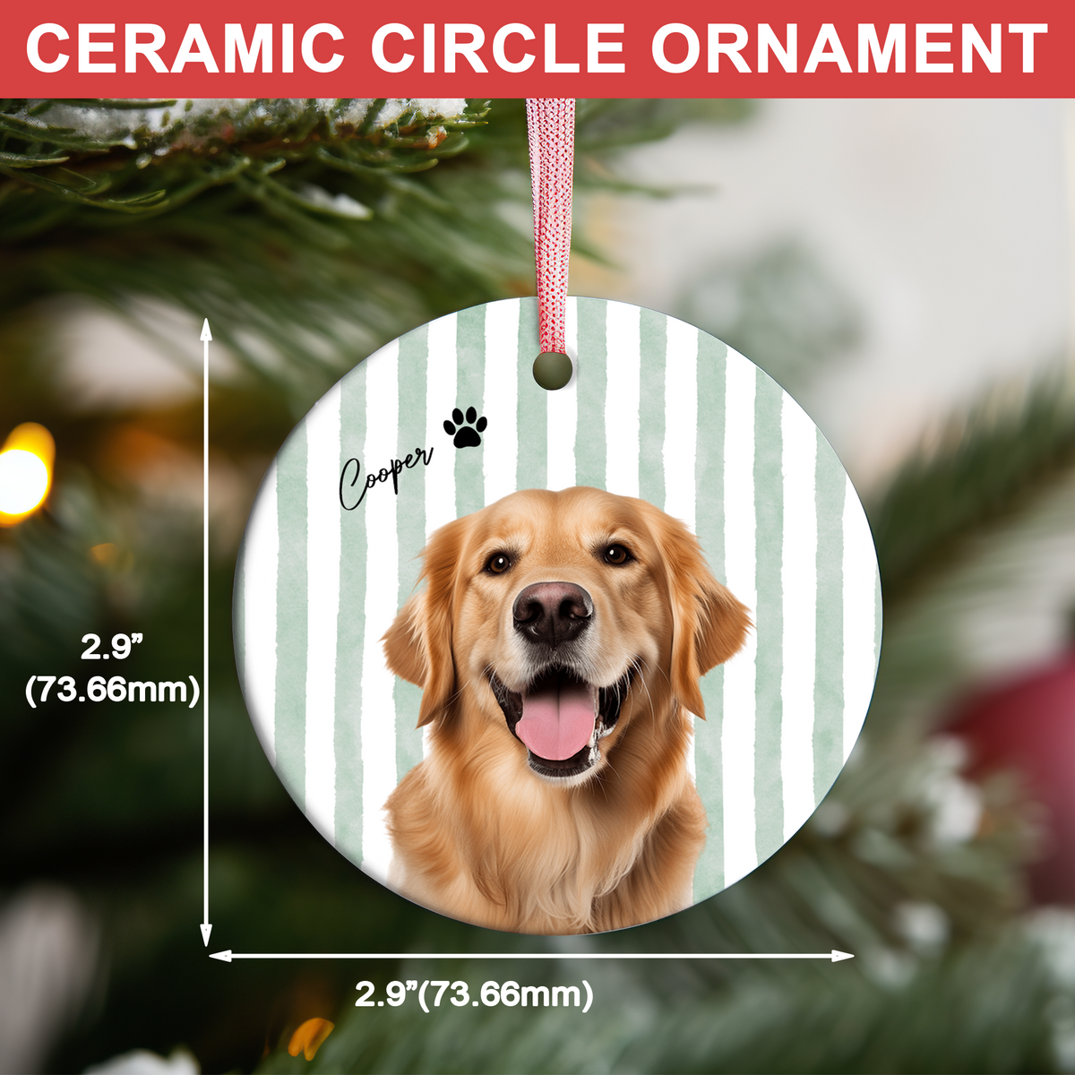 Personalized Pet Memorial Ceramic Ornament, Custom Photo Christmas Keepsake Gift 685920