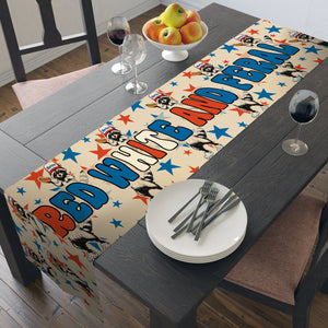 Red White And Feral Table Runner | Funny Raccoon Patriotic Independence Day | 4th Of July Table Runner For Kitchen 682361