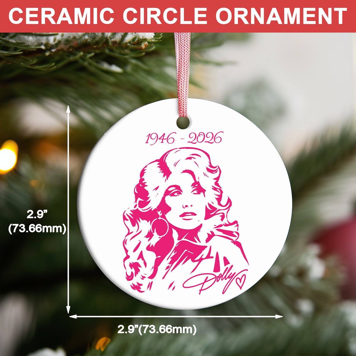 1946-2026 Dolly Parton Memorial Ceramic Ornament, Country Legend Tribute Christmas Gift 686141