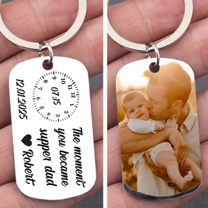 The Moment You Became My Daddy Keychain | Personalized Father’s Day Keyring with Photo Upload & Personalized Date | New Dad Gift 682262