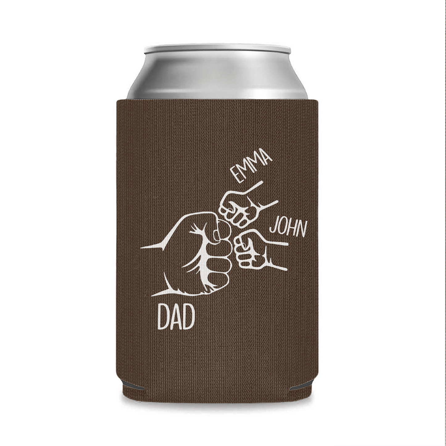 Dad Fist Bump Can Cooler | Personalized Father's Day Gift With Kids Names | Can Sleeve Gift For Dad 684994